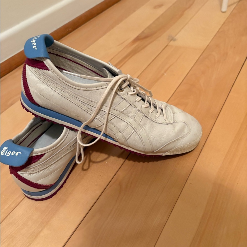 Onitsuka Tiger by Asics Cream, Blue and Burgundy Sneakers